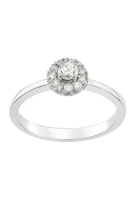 0.45 Ct Pırlanta Yüzük – 18 Ayar Beyaz Altın,JTR Güvencesiyle - 1