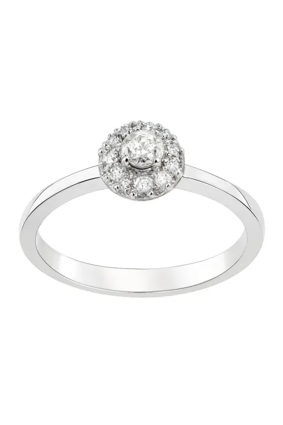 0.45 Ct Pırlanta Yüzük – 18 Ayar Beyaz Altın,JTR Güvencesiyle - 1