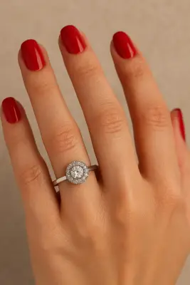 0.45 Ct Pırlanta Yüzük – 18 Ayar Beyaz Altın,JTR Güvencesiyle - 2