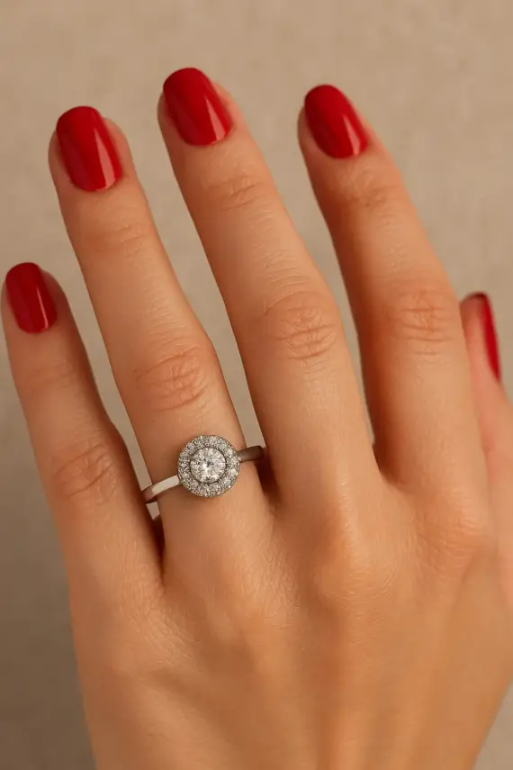 0.45 Ct Pırlanta Yüzük – 18 Ayar Beyaz Altın,JTR Güvencesiyle - 2