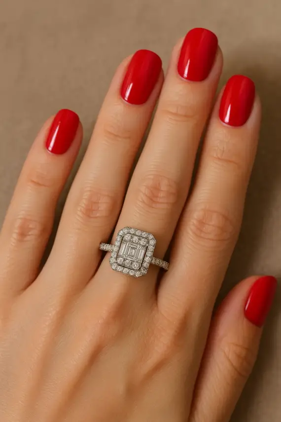 Baget Kesim 0.32 Ct Pırlanta Yüzük – 14 Ayar Beyaz Altın JTR Güvencesiyle - 2